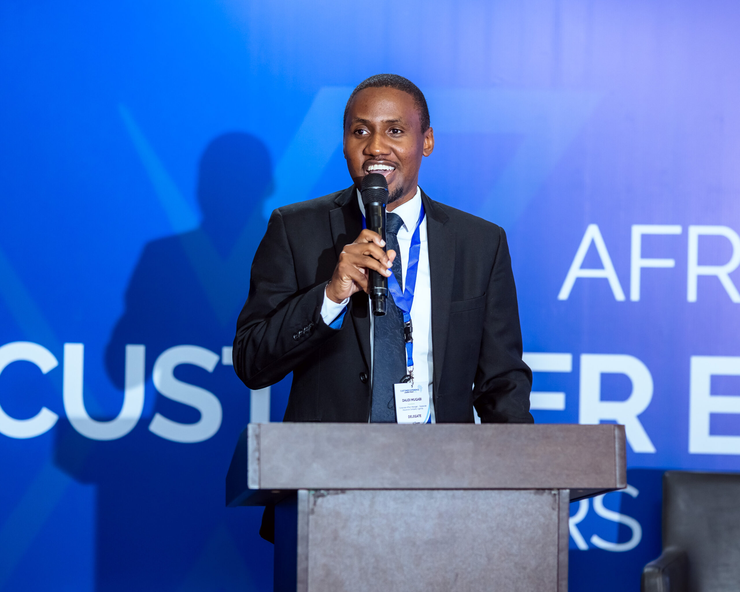 Daudi Mugabi speaking at the Africa Customer Experience Leaders Forum